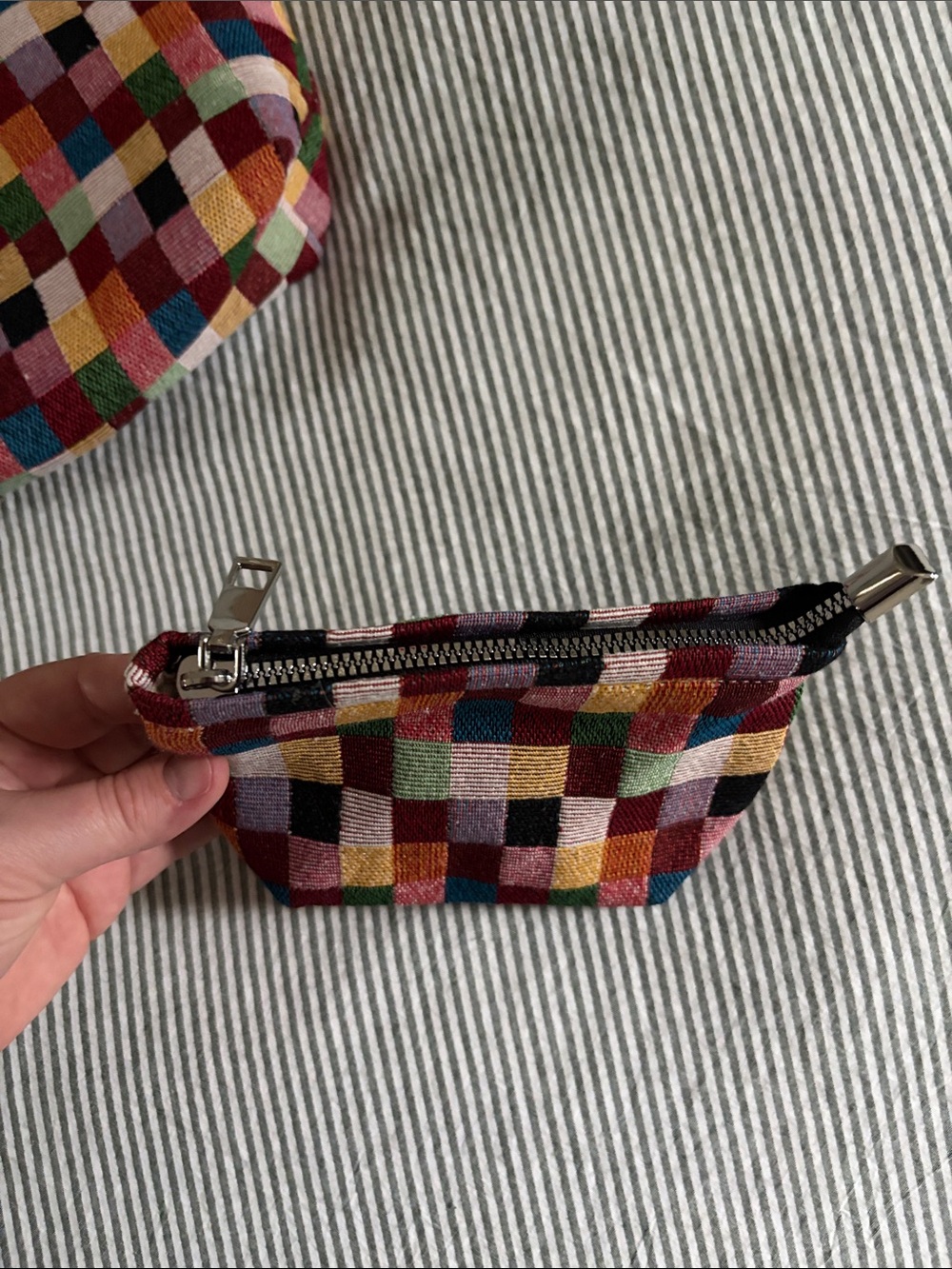 Check Zippered Pouch Set - Picture 3 of 8